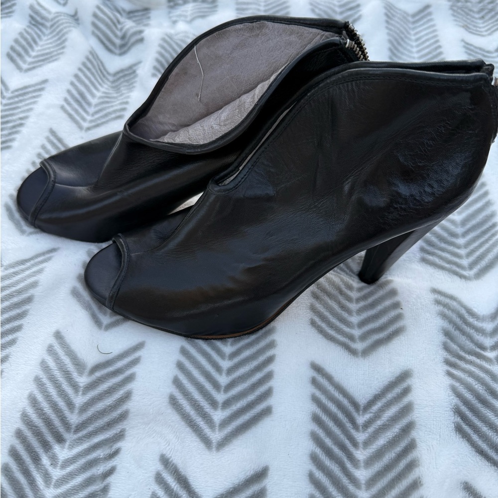 Vince Camuto Black Peep-Toe Heeled Boots